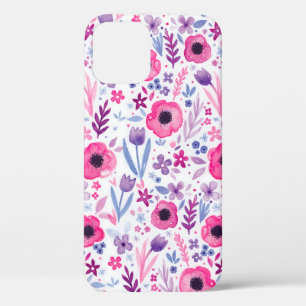 Pretty watercolored floral pattern. Hand-painted p iPhone 12 Case