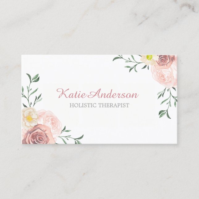 Pretty Watercolour Floral Business Cards (Front)