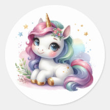 Pretty Watercolour Unicorn Stickers