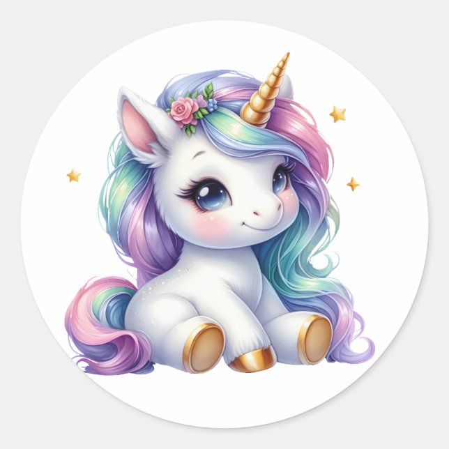 Pretty Watercolour Unicorn Stickers (Front)