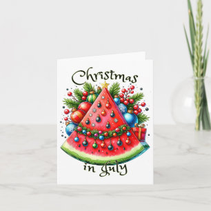 Pretty Watermelon Christmas Tree Summer Christmas Card