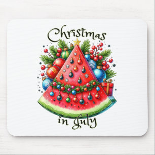 Pretty Watermelon Christmas Tree Summer Christmas Mouse Pad