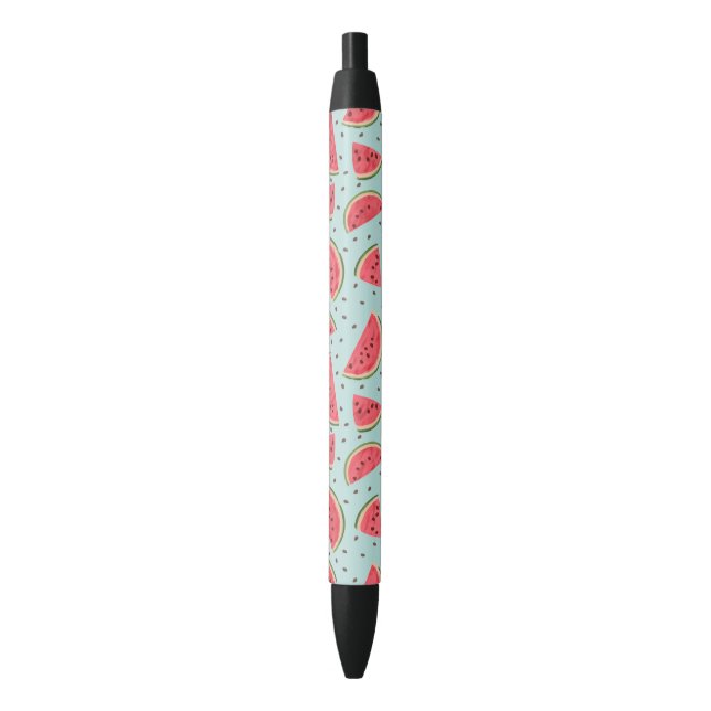 Pretty watermelon slices and seeds pattern black ink pen (Front Vertical)