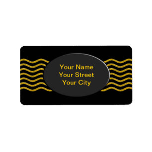 Pretty Waves gold + your backgr., text & ideas Label