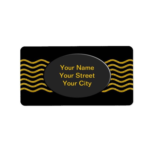 Pretty Waves gold + your backgr., text & ideas Label (Front)