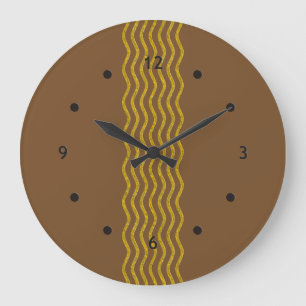 Pretty Waves gold + your backgr., text & ideas Large Clock
