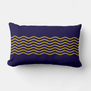 Pretty Waves gold + your backgr., text & ideas Lumbar Cushion