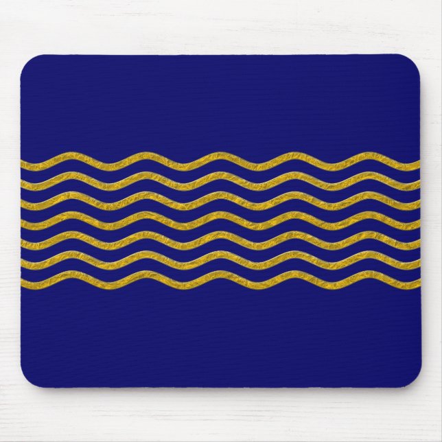 Pretty Waves gold + your backgr., text & ideas Mouse Pad (Front)