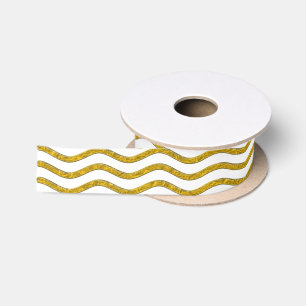 Pretty Waves gold + your backgr., text & ideas Satin Ribbon