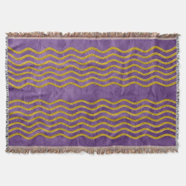 Pretty Waves gold + your backgr., text & ideas Throw Blanket (Front)