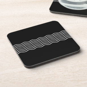 Pretty Waves silver + your backgr., text & ideas Coaster