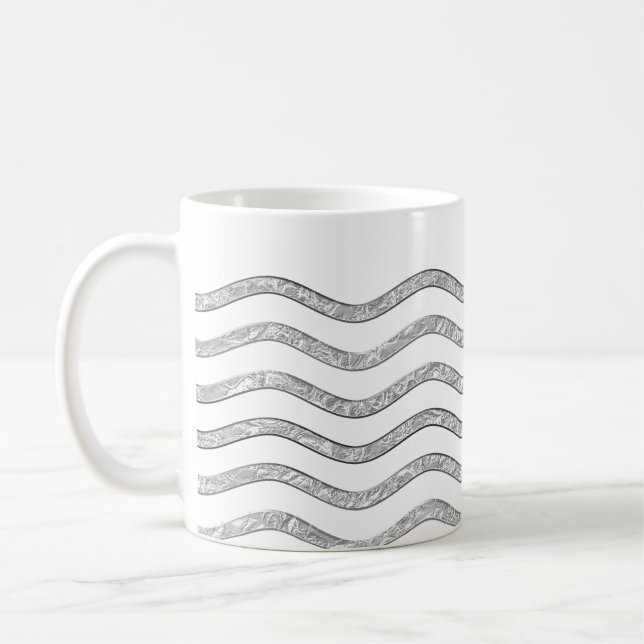 Pretty Waves silver + your backgr., text & ideas Coffee Mug (Left)