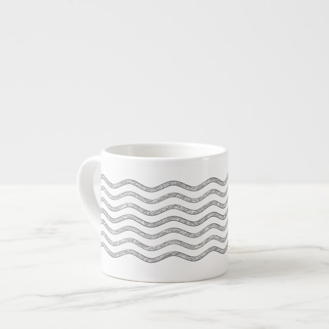 Pretty Waves silver + your backgr., text & ideas Espresso Cup (Front Left)