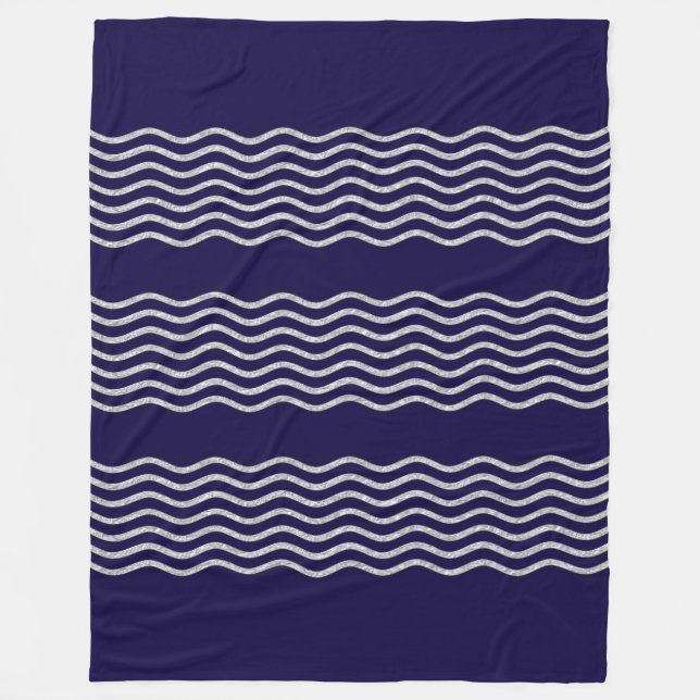 Pretty Waves silver + your backgr., text & ideas Fleece Blanket (Front)
