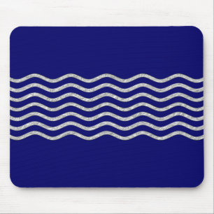 Pretty Waves silver + your backgr., text & ideas Mouse Pad