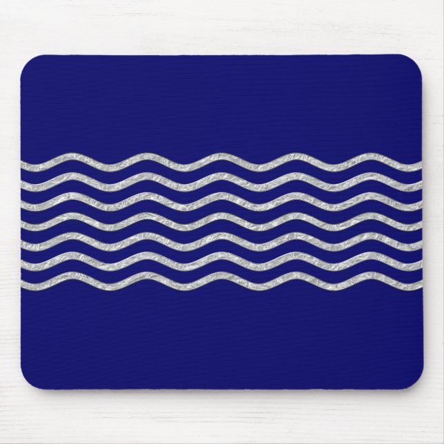 Pretty Waves silver + your backgr., text & ideas Mouse Pad (Front)