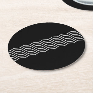 Pretty Waves silver + your backgr., text & ideas Round Paper Coaster