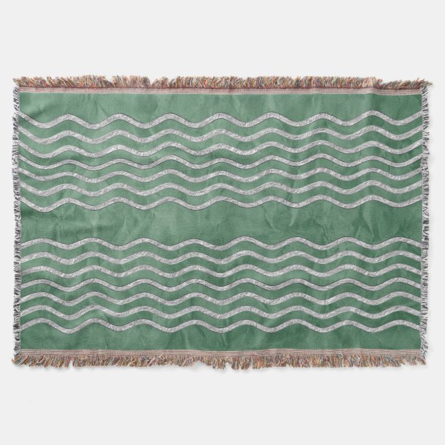 Pretty Waves silver + your backgr., text & ideas Throw Blanket (Front)