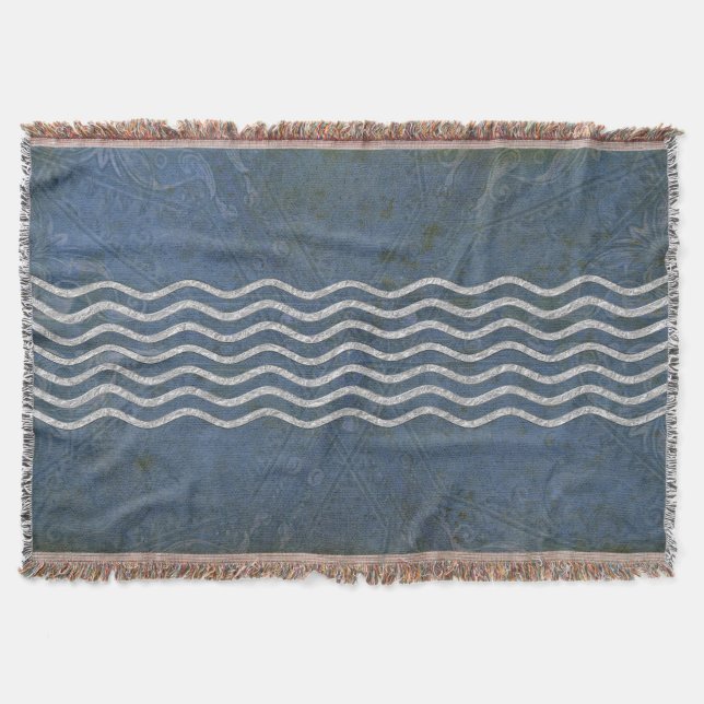 Pretty Waves silver + your backgr., text & ideas Throw Blanket (Front)
