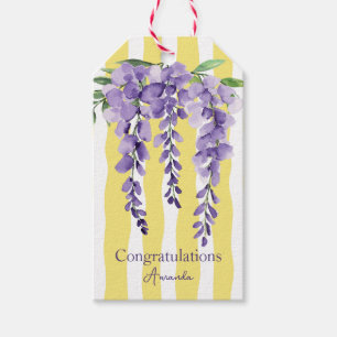 Pretty Wavevy stripes with purple floral for her Gift Tags