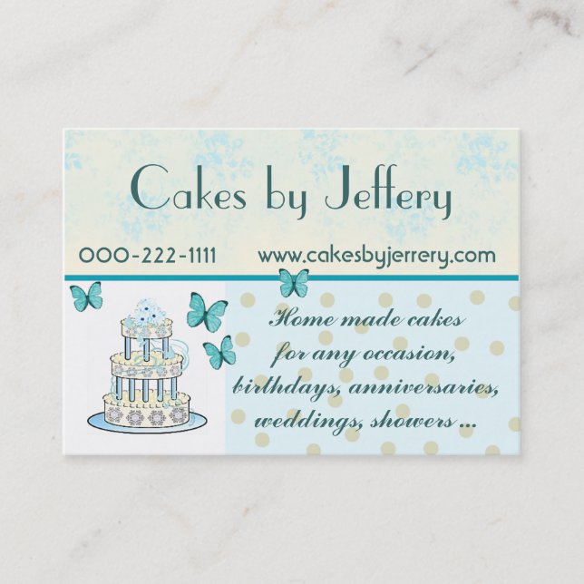 Pretty Wedding Cake Bakery Business Card (Front)