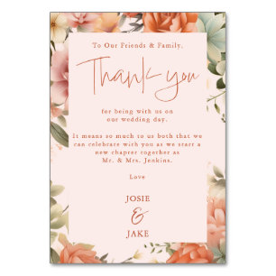 Pretty Wedding Flowers Border Thank You Card