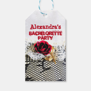 Pretty wedding garter girly bachelorette party gift tags
