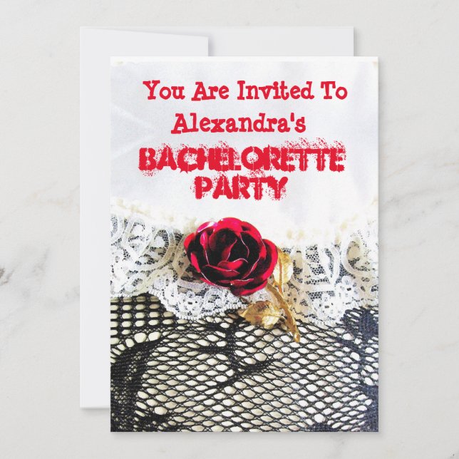 Pretty wedding garter girly bachelorette party invitation (Front)