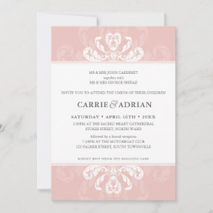 PRETTY WEDDING INVITE formal luxury blush pink 5x7