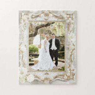 Pretty Wedding Personalized Photo Jigsaw Puzzle