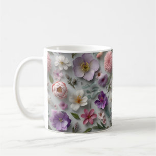 Pretty Whimsical 3D Wildflower In Pink And Purple Coffee Mug