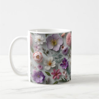 Pretty Whimsical 3D Wildflower In Pink And Purple Coffee Mug
