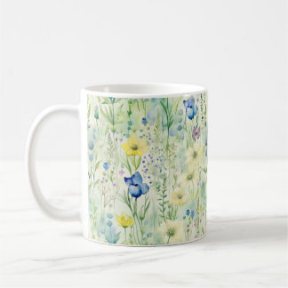 Pretty Whimsical Boho Wildflower Floral Pastel Coffee Mug