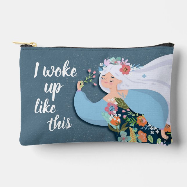 Pretty Whimsical Flower Lady Quote Accessory Pouch (Front)