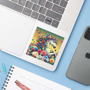 Pretty Whimsical Horse in Colourful Flowers