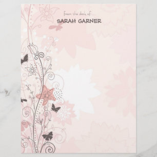 Pretty Whimsical Spring Flowers Writing Stationary
