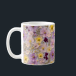 Pretty Whimsical Wildflower In Pink And Yellow  Coffee Mug<br><div class="desc">Start your day surrounded by the beauty of a spring garden. This charming Pressed Flower Garden Mug features realistic 3D-style blossoms in soft pinks, purples, and yellow set against a gentle, misty background. It’s the perfect floral gift for tea or coffee lovers who appreciate a touch of nature with every...</div>