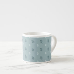 Pretty White and Blue and Leaves Espresso Cup