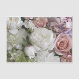 Pretty white and peach peony floral tissue paper