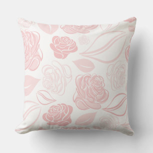 Pretty White and Rose Gold Rose and Leaves  Cushion