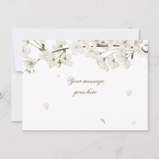 Pretty White Blossom Add Your Message Thank You Card (Front)