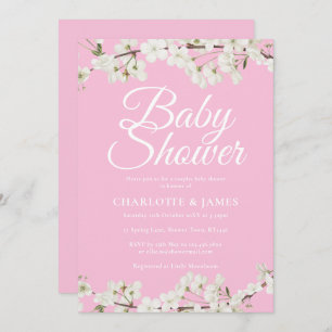 Pretty White Blossom Couples Baby Shower/Sprinkle Invitation