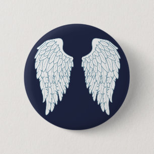 Pretty White & Blue Angel Wings 6 Cm Round Badge