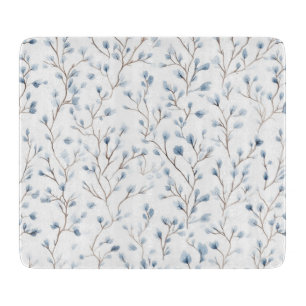 Pretty White Blue Floral Bridal Shower Cutting Board