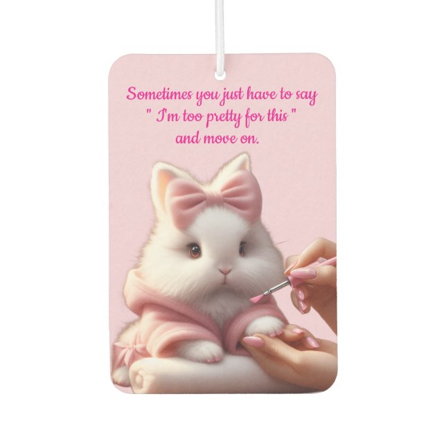Pretty White Bunny Car Air Freshener (Front)