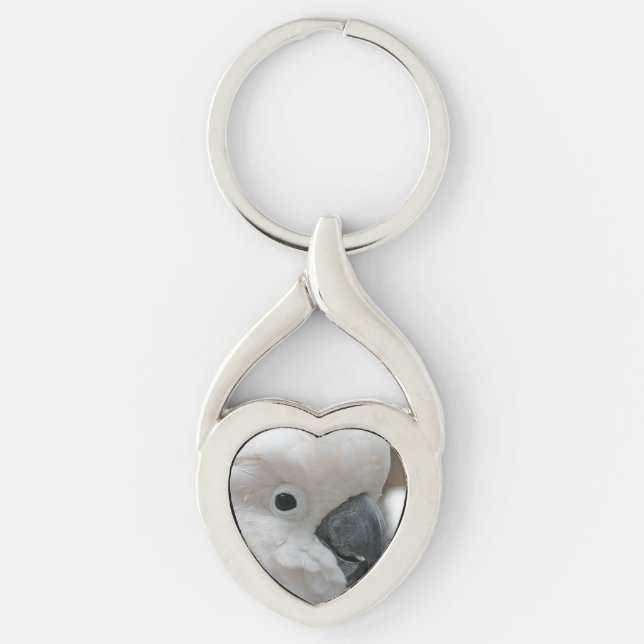 Pretty White Cockatoo Key Ring (Front)
