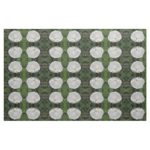 Pretty White Convolvulus Flower Floral Patterned Fabric