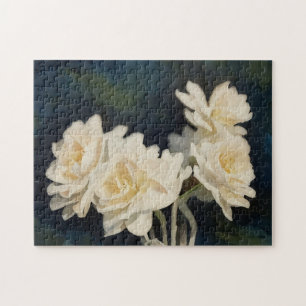 Pretty White Daffodil Flowers Art Puzzle