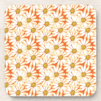 Pretty White Daisies Floral Pattern Coaster
