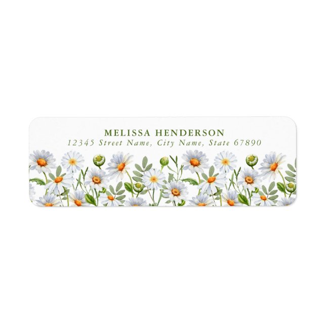 Pretty White Daisies Return Address Labels (Front)